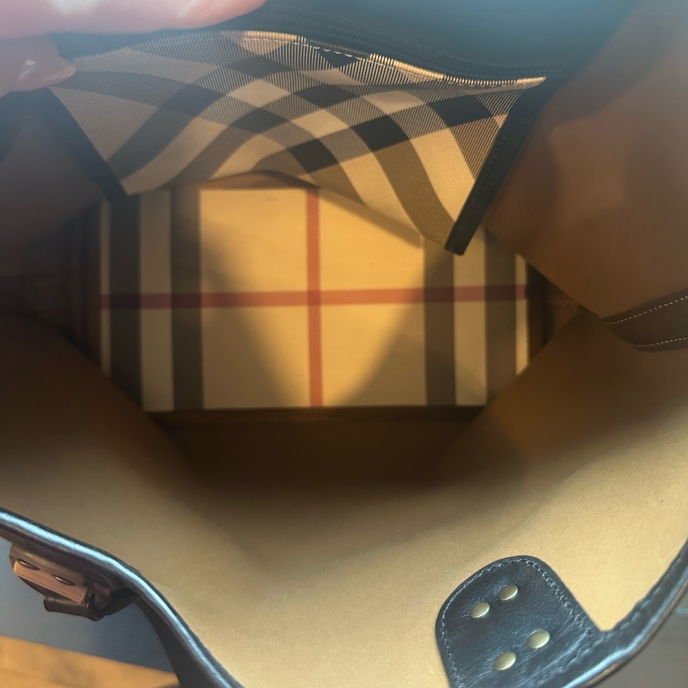 Burberry Plaid Tote Bag - Black, Cream, and Pink - Picture 13 of 16